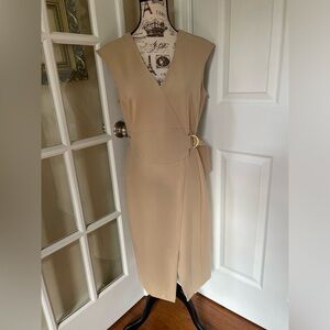 Nanette Lepore Beige Sand Dress ~ Gold Buckle Accent ~ 8 ~